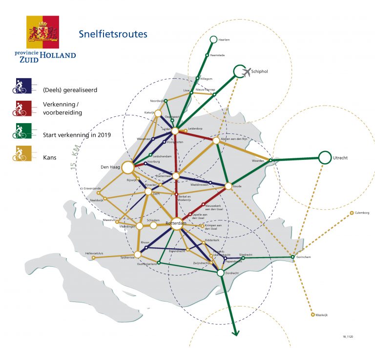 In 2025 snelfietsroutes tussen alle grote steden van Zuid-Holland