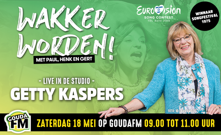 Oud songfestival winnares Getty Kaspers in de studio bij GoudaFM
